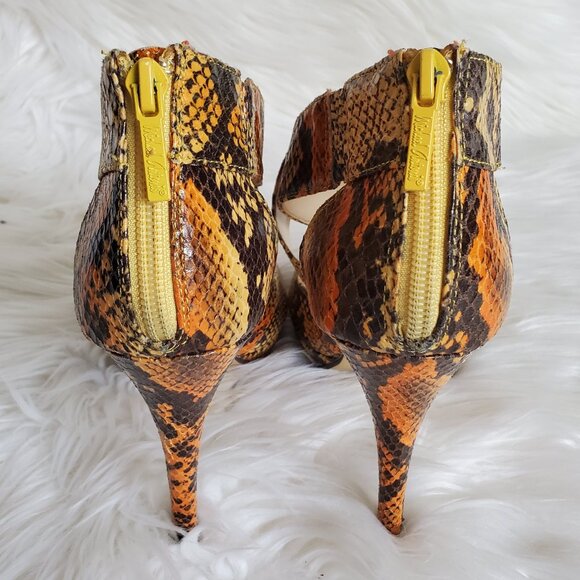 Michael Antonio Reptile Print Open Toe Back Zip Stiletto SZ 7.5 - Picture 4 of 12
